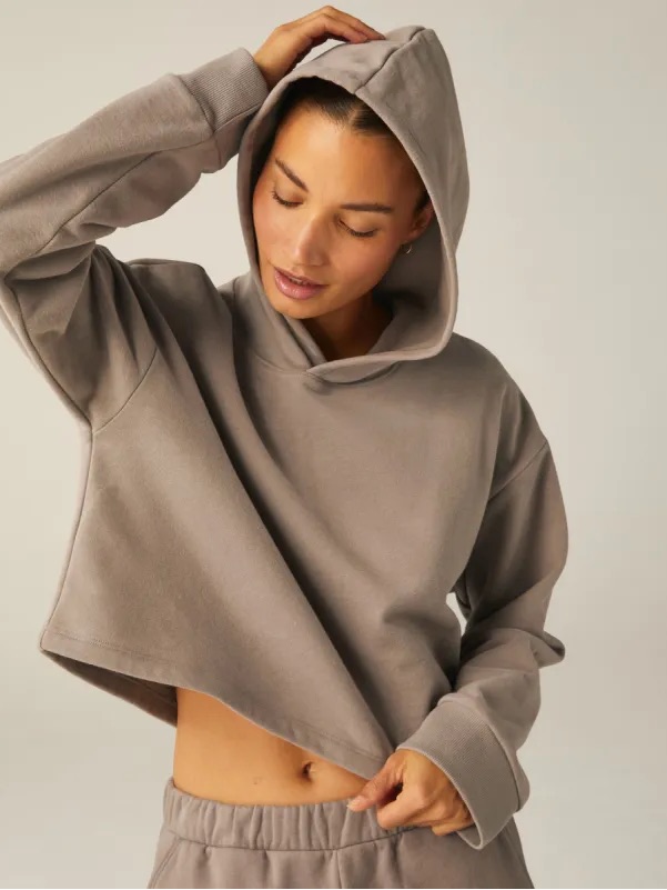 Beyond Yoga Happiness Cropped Pullover Hoodie Tan Small